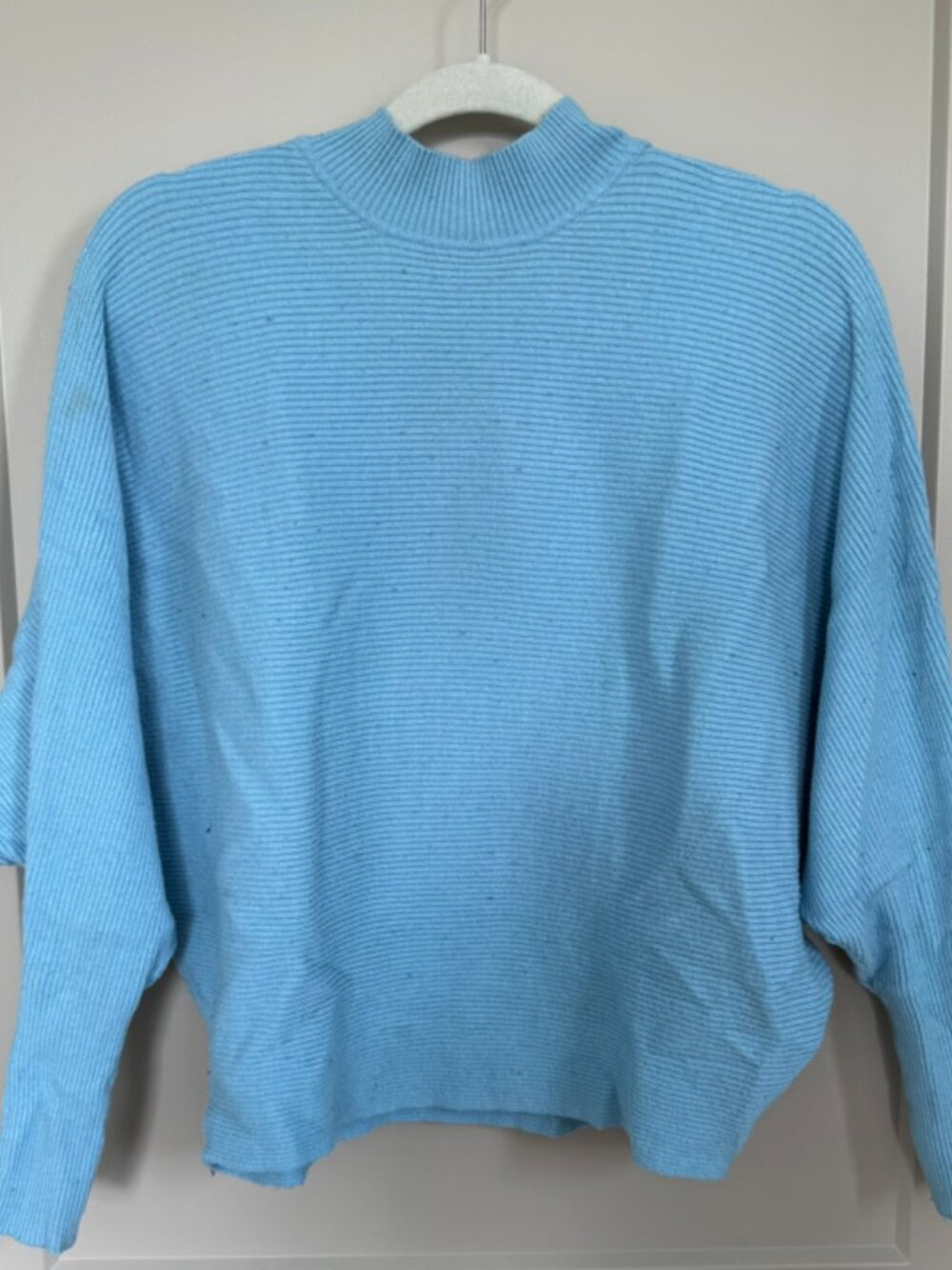 Philosophy Dolman-Sleeved Mock-Turtleneck Blue Sweater
